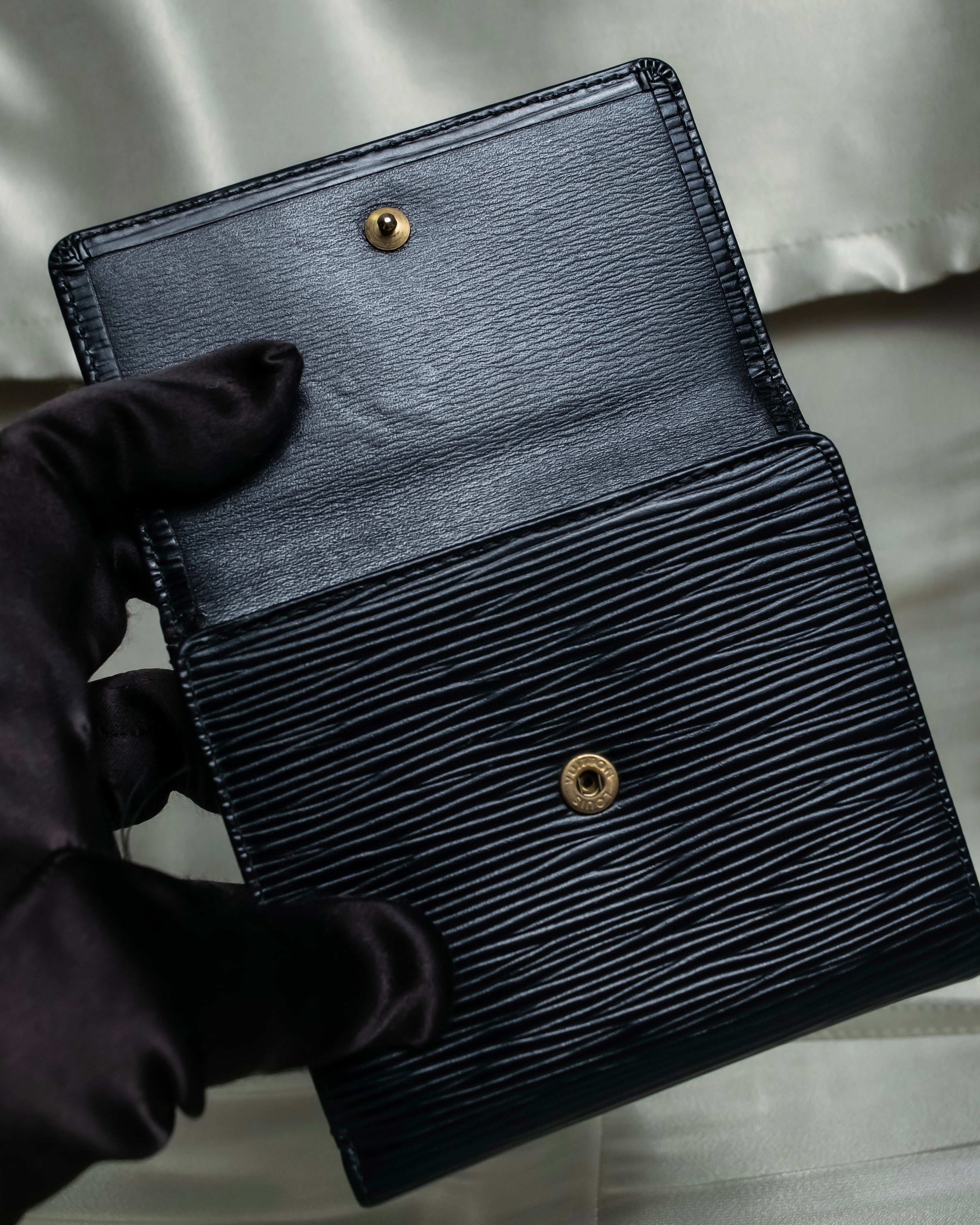 "Louis Vuitton" Horizontal Stripe Compact Leather Wallet