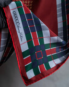 "GUCCI" Saddlery motif tartan silk scarf