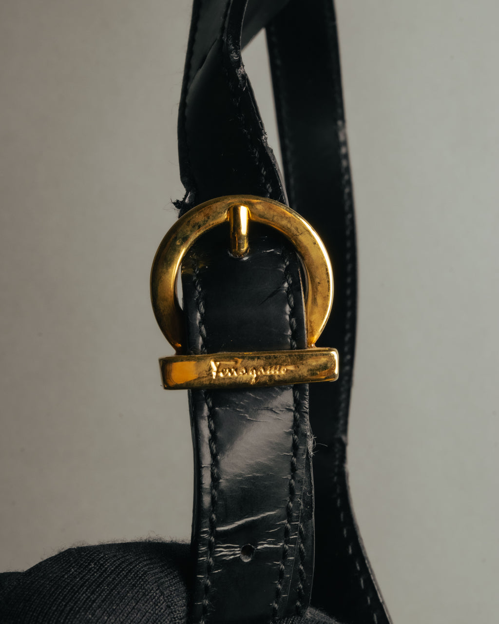 “Salvatore Ferragamo“ 1998-2003 Gancini patent leather handbag