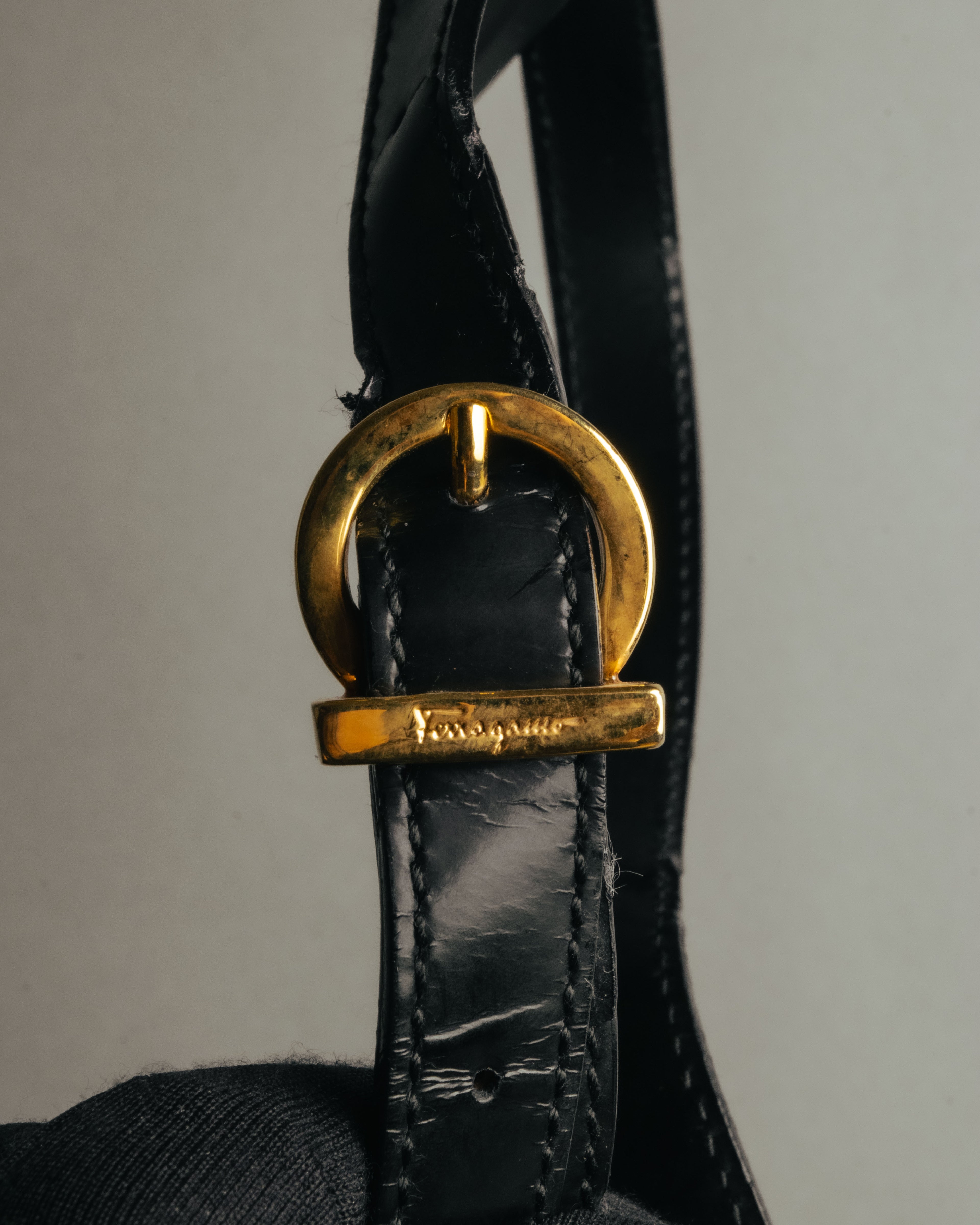 “Salvatore Ferragamo“ 1998-2003 Gancini patent leather handbag