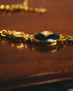"BURBERRYS" 90's Emerald enamel costume jewelry necklace