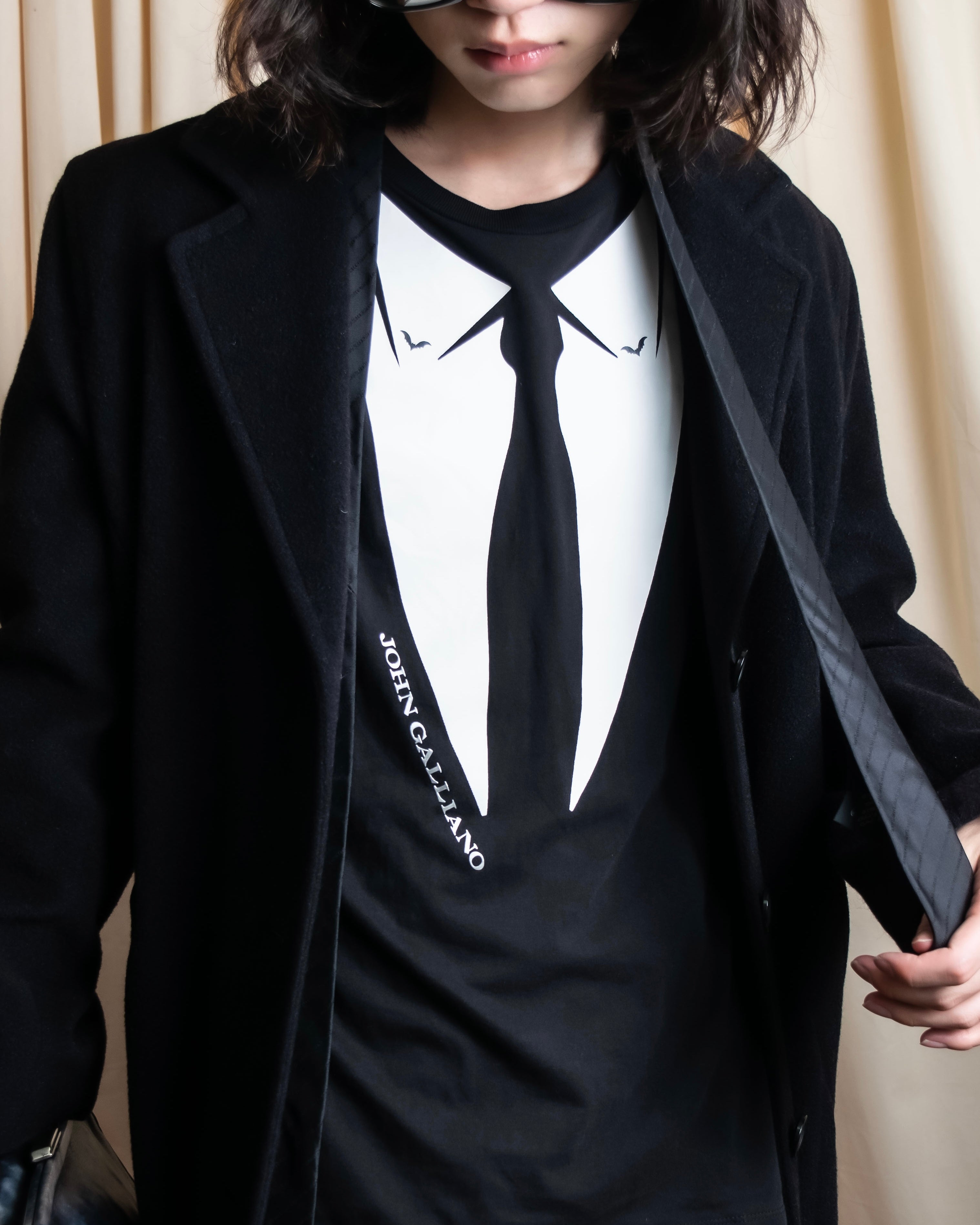 "John Galliano" Tie motif trompe l'oeil design pullover