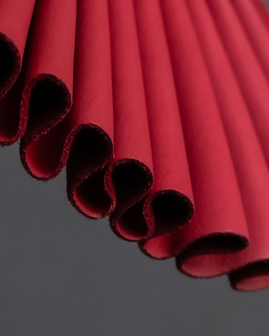 "LOEWE"  Red pleated motif safety pin brooch