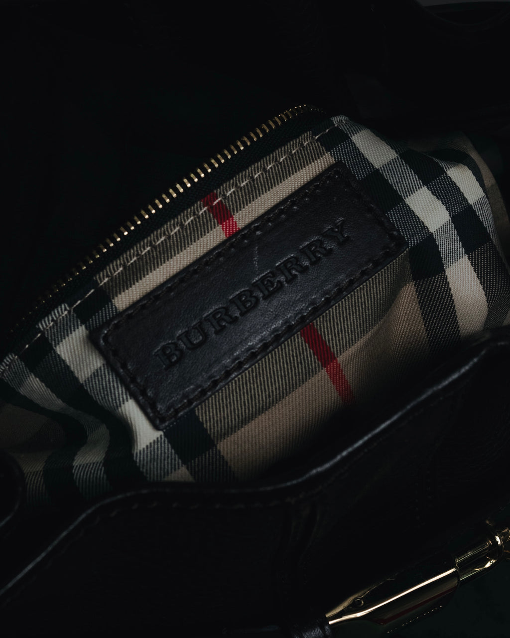 "BURBERRY" 09’s-18’s Leather bucket house check lining bag