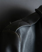 "VANSON" Out pocket design ribbed leather jacket