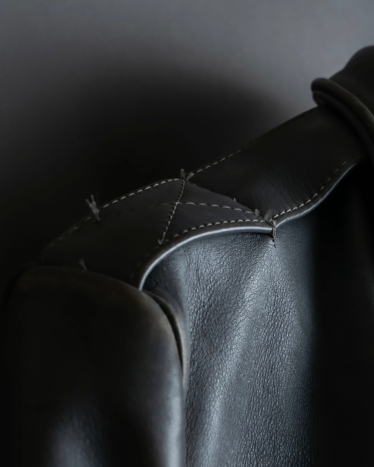 "VANSON" Out pocket design ribbed leather jacket