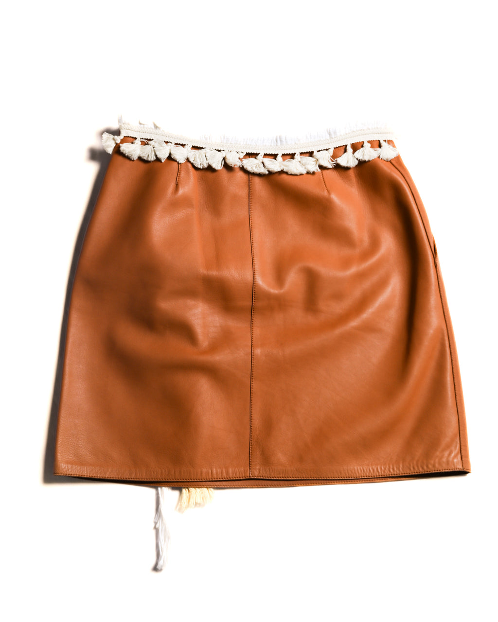 LOEWE by Jonathan Anderson/ Lamb Leather Rope Trim Mini Skirt