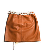 LOEWE by Jonathan Anderson/ Lamb Leather Rope Trim Mini Skirt