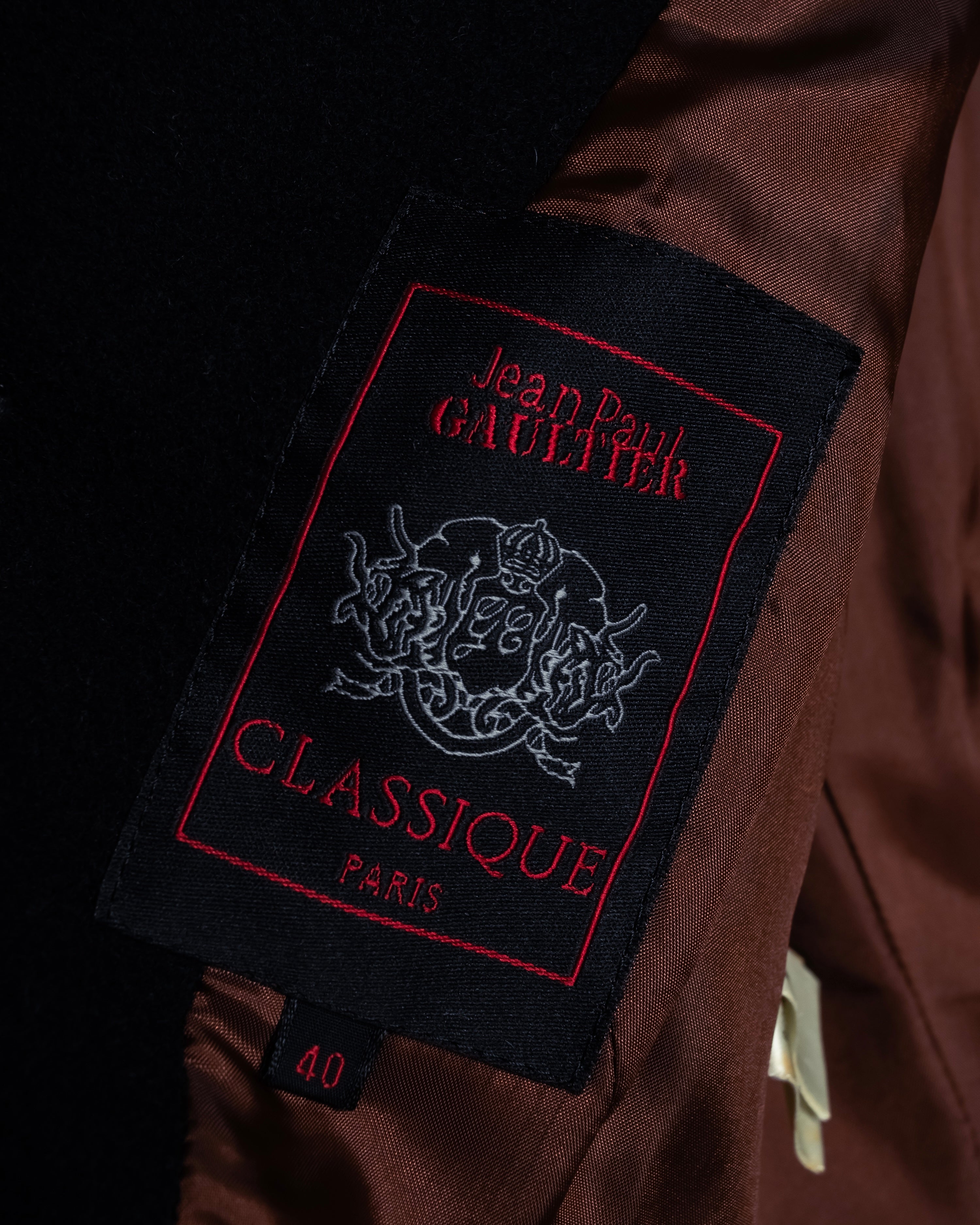 -SPECIAL- "JEAN PAUL GAULTIER"
 90's-00's Waist shape A-line silhouette black color super long coat