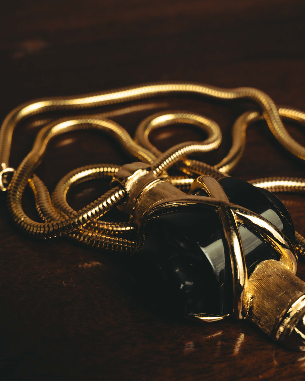 "Christian Dior" 1974 Sculptural black pendant necklace