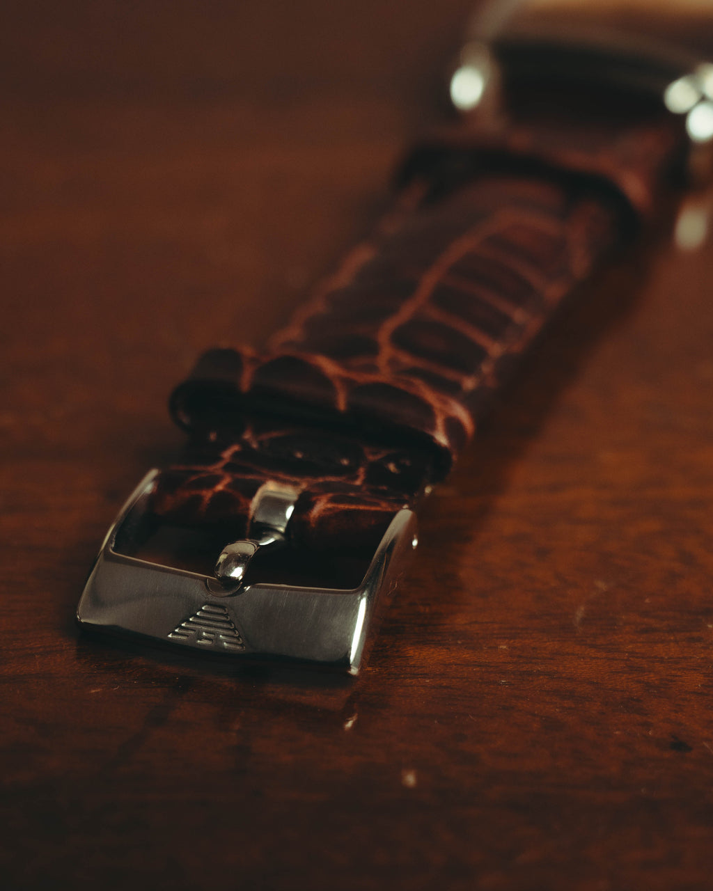 “EMPORIO ARMANI” Late 90’s-early 10’s Art deco rectangular leather strap watch