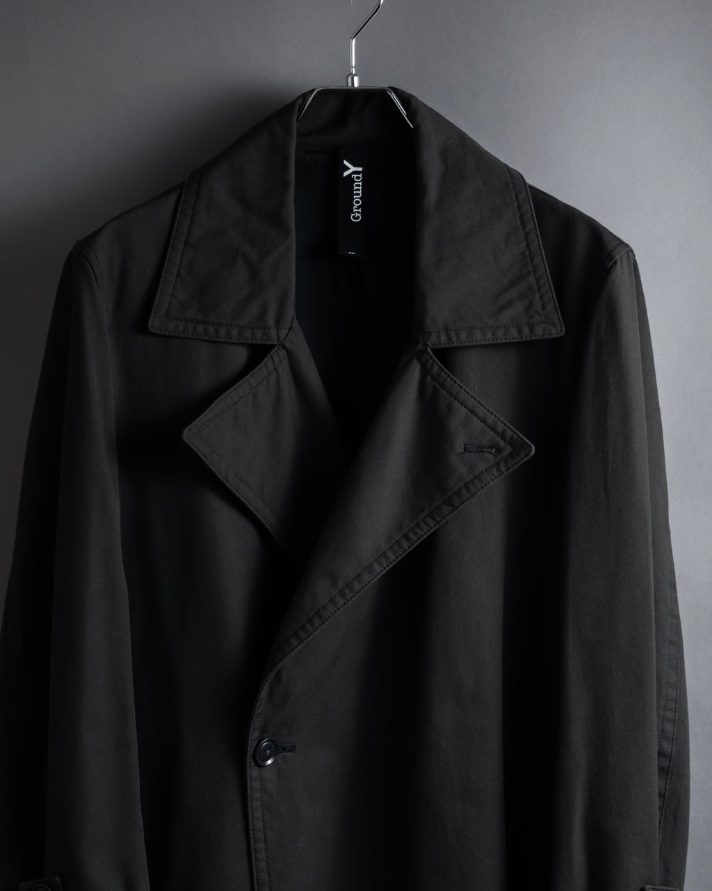 "Ground Y" 19AW Draping design cotton gabardine trench coat