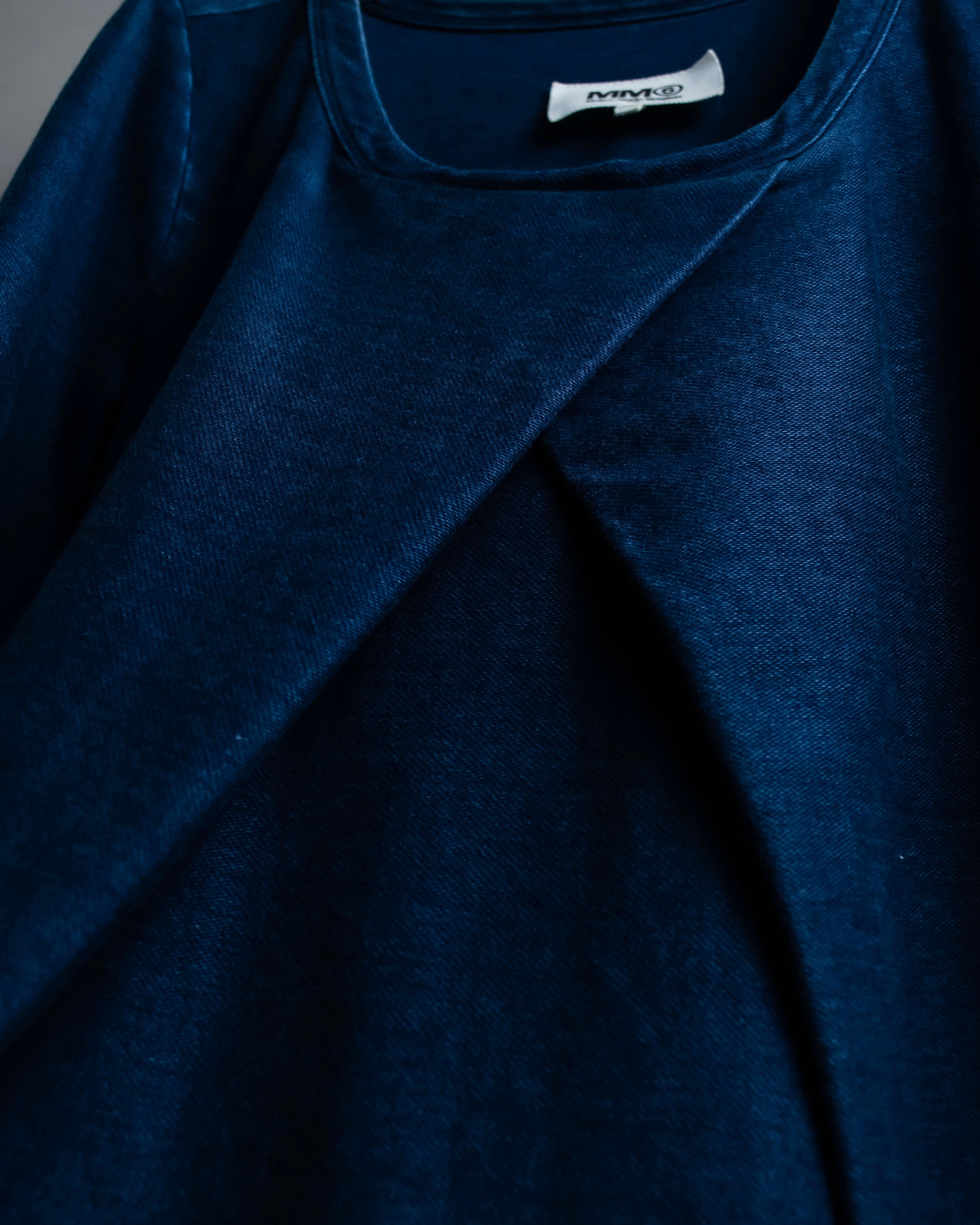 “MM6” front cut designed dennim long pull over