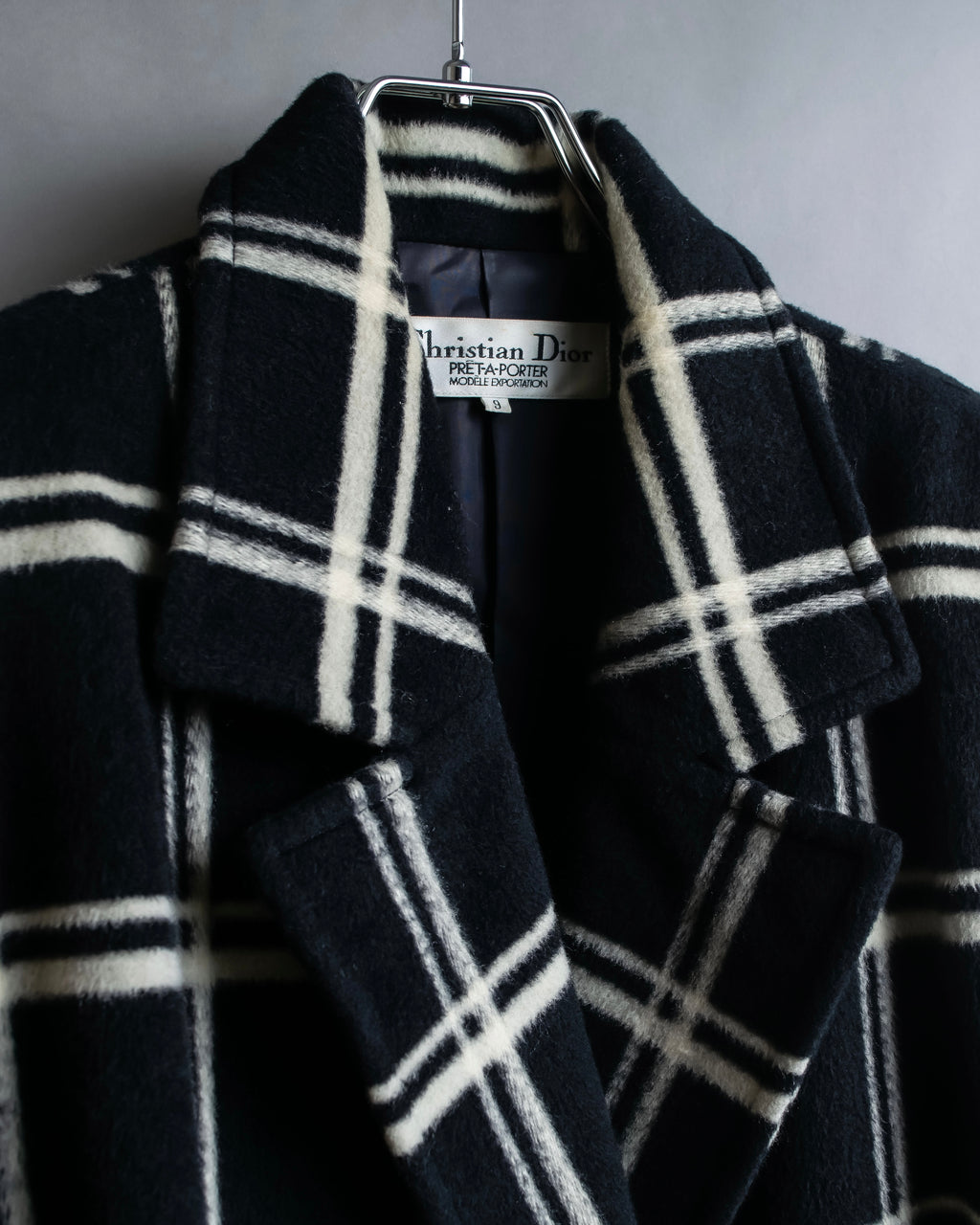 "Christian Dior Large check pattern tailored coat