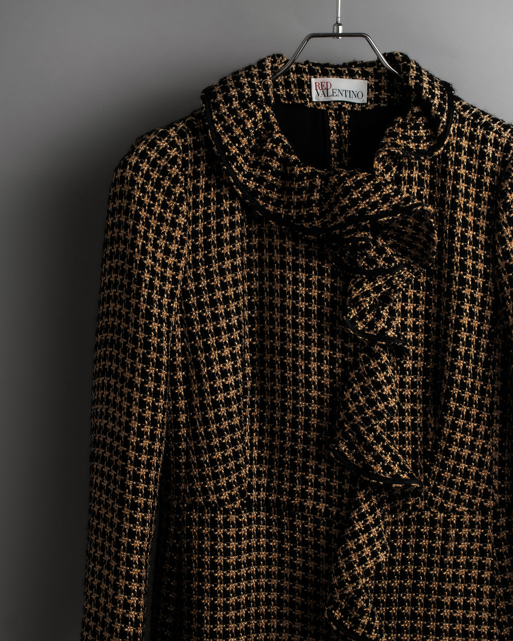 "RED VALENTINO" Ruffled frill detail tweed coat