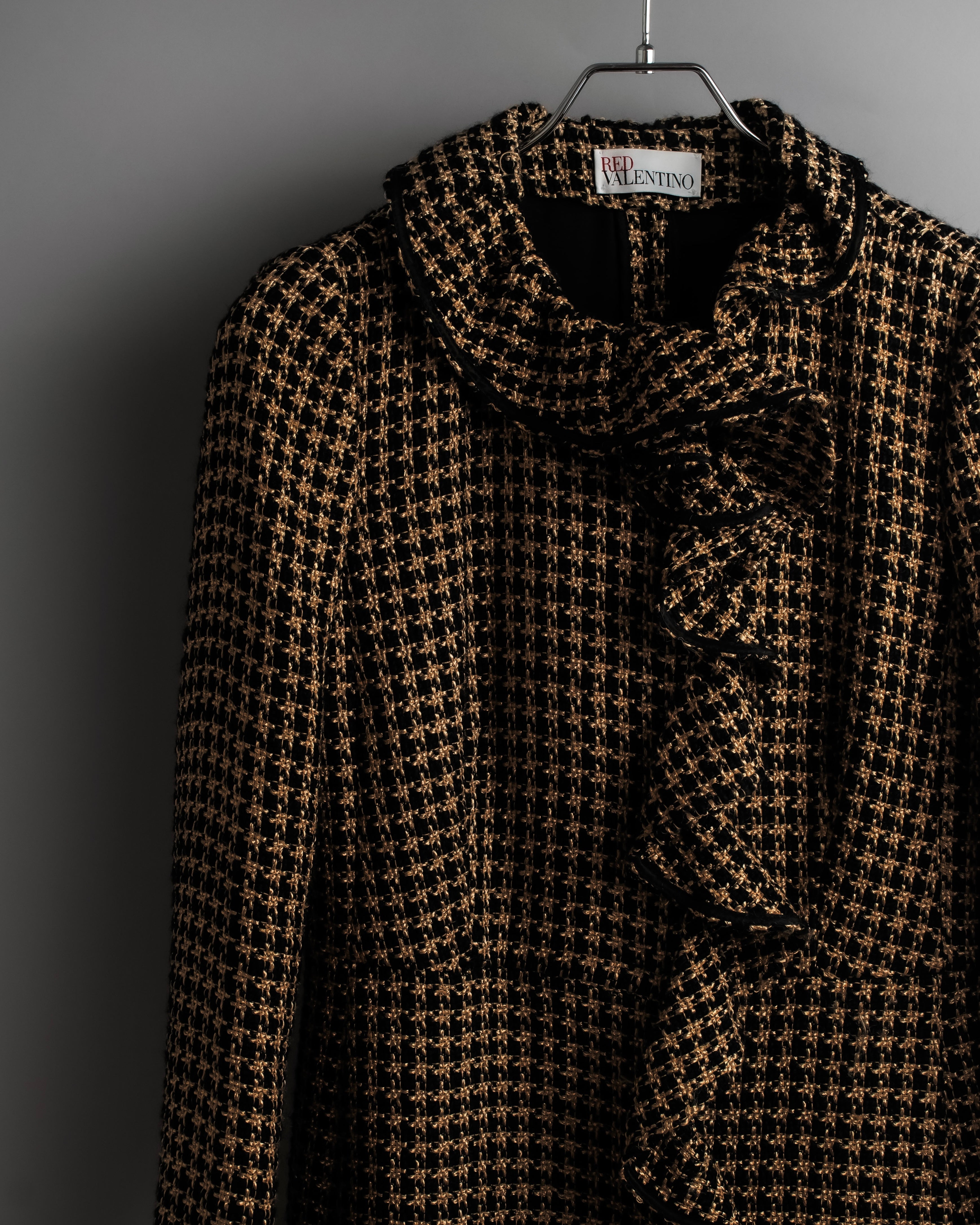 "RED VALENTINO" Ruffled frill detail tweed coat