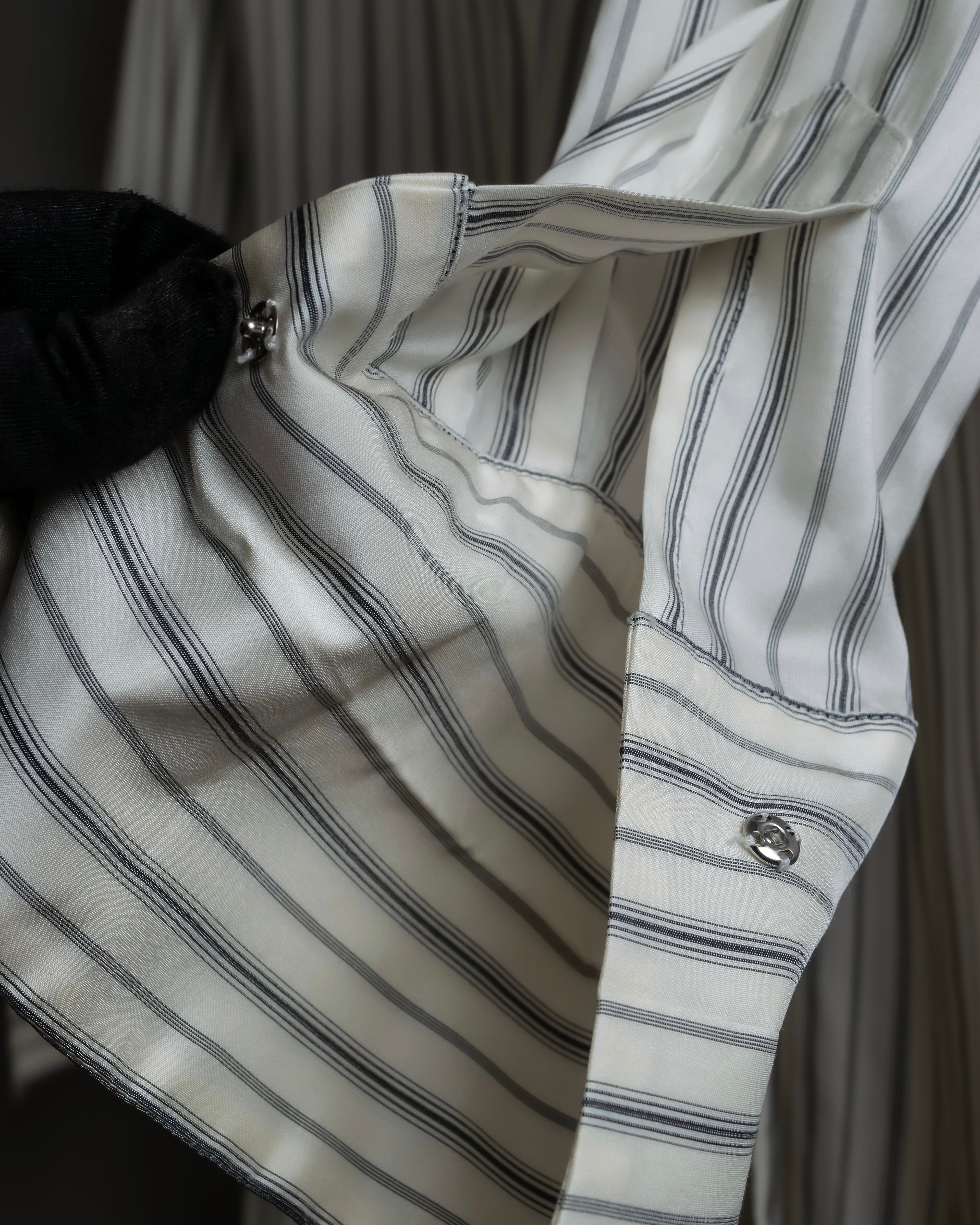 "MAISON MARGIELA" 16SS bowtie design striped long shirt