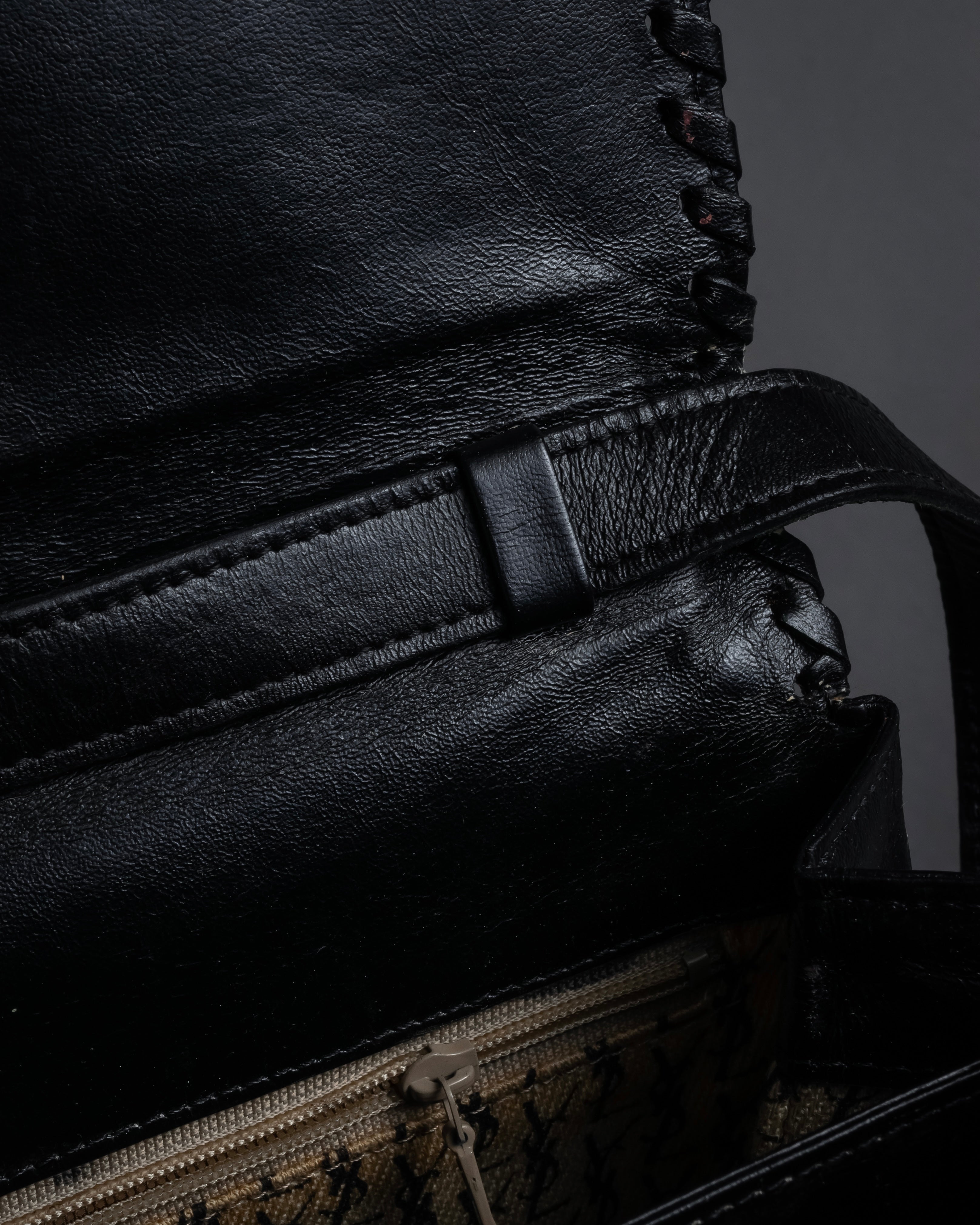 "YVES SAINT LAURENT" 80's-90's Logo engraved tassel detail bag