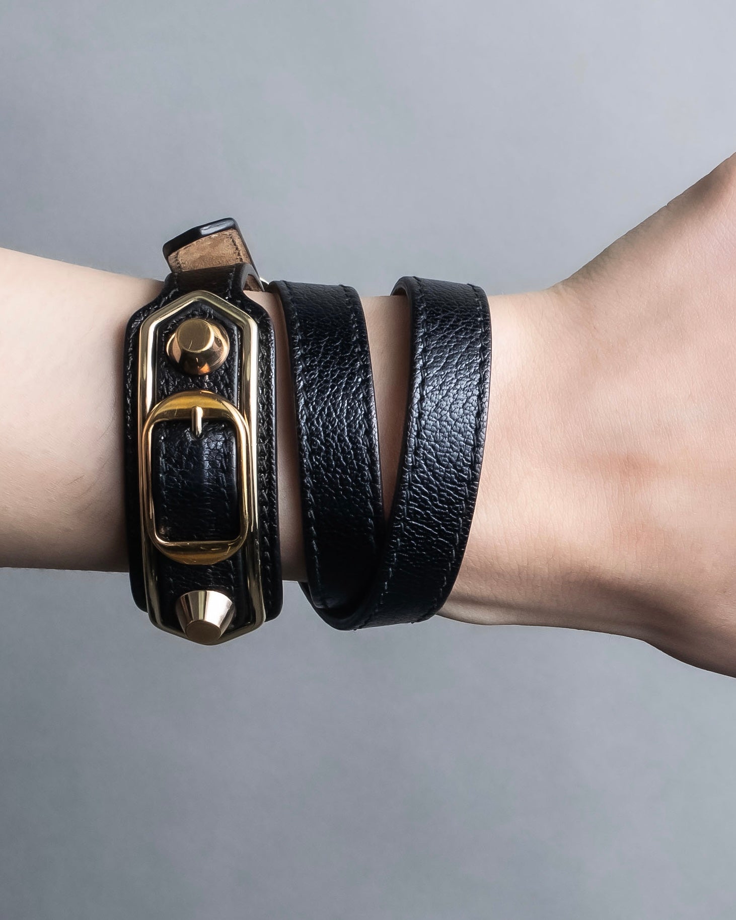 "BALENCIAGA" 3 layer  buckle design leather bracelet