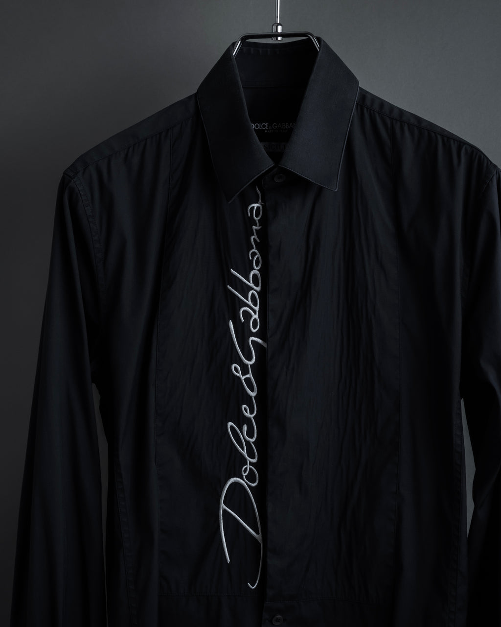 "Dolce & Gabbana" Logo embroidered tie design dress shirt