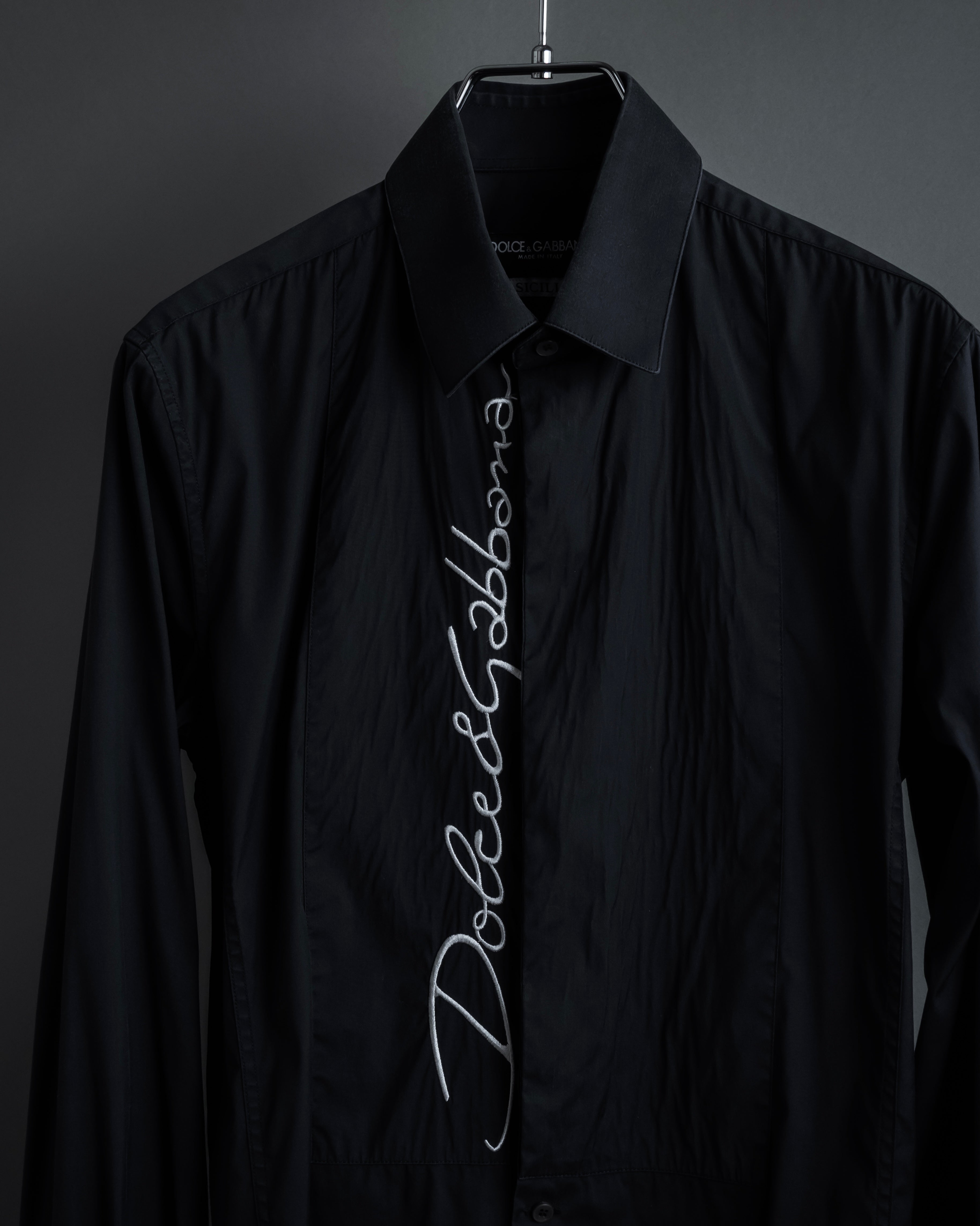"Dolce & Gabbana" Logo embroidered tie design dress shirt