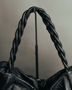"Salvatore Ferragamo" 00's Vintage crushed patent leather braided handle hobo bag