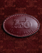 "CELINE" Triomphe motif Bordeaux color suede boston bag