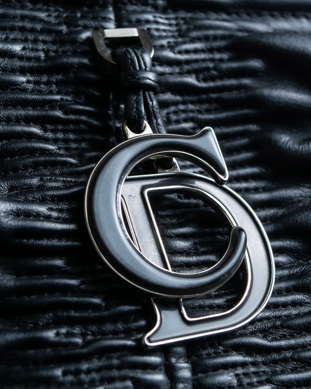 "Christian Dior" Karenina gathered design leather handbag