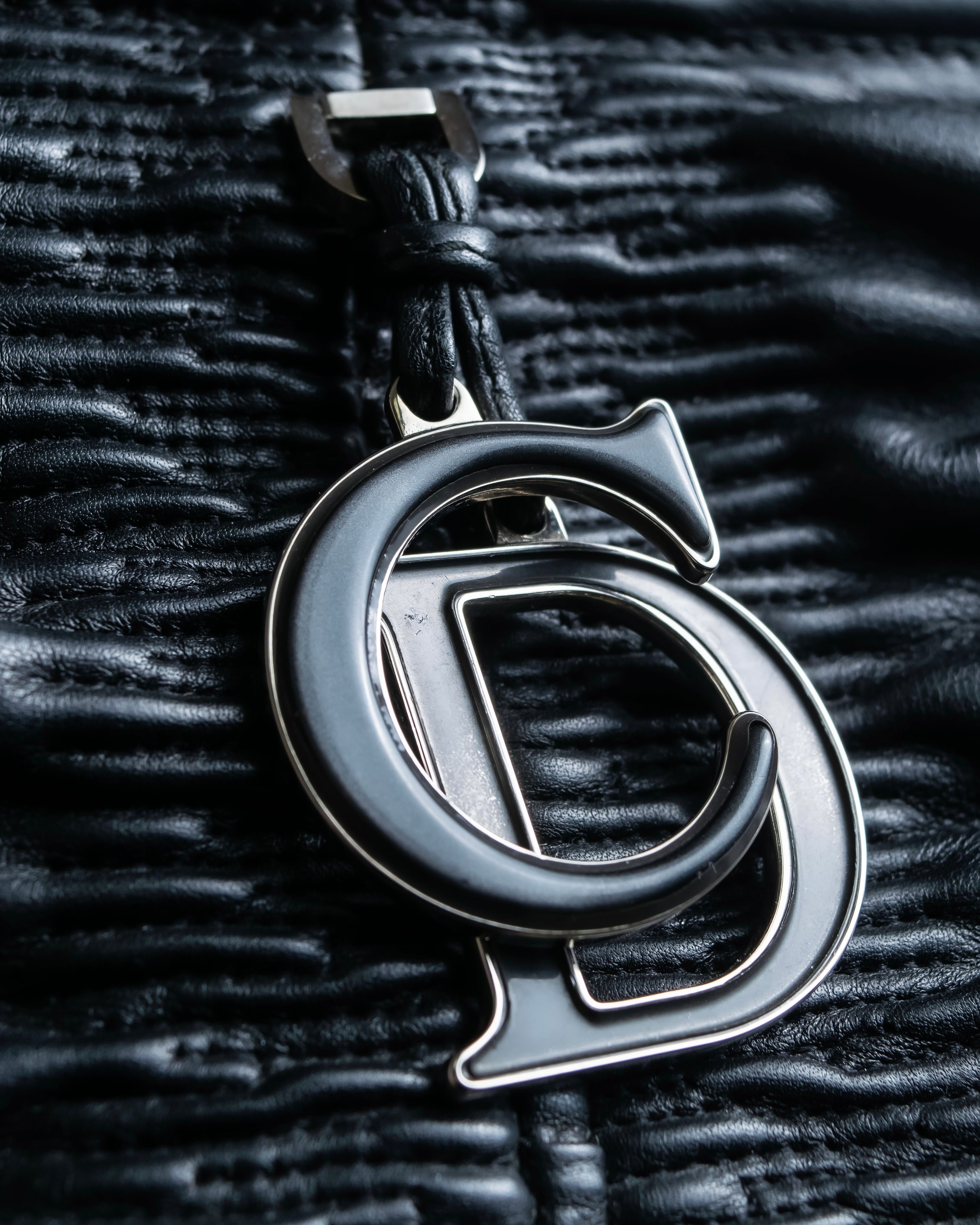 "Christian Dior" Karenina gathered design leather handbag