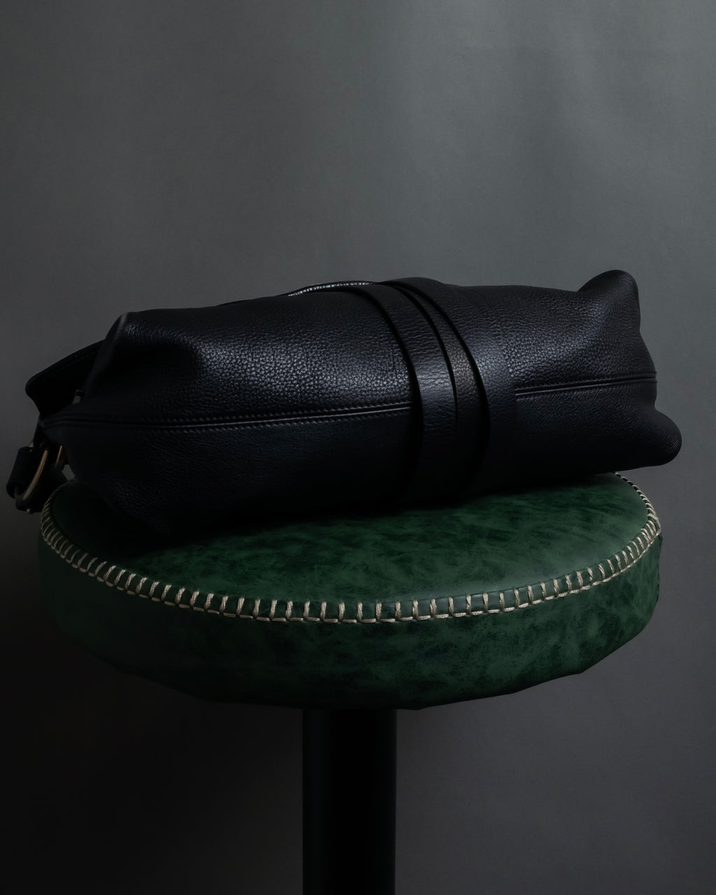 "Salvatore Ferragamo" Gancini reconstructed design shrink leather bag