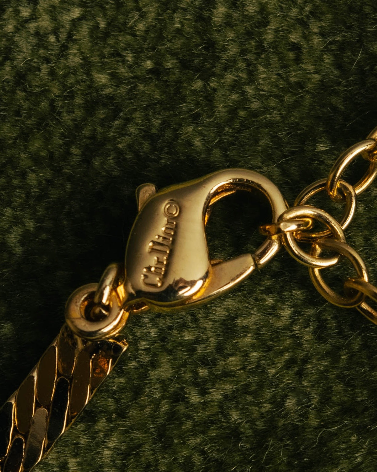 "Christian Dior" 80's-90's Rhinestone logo necklace