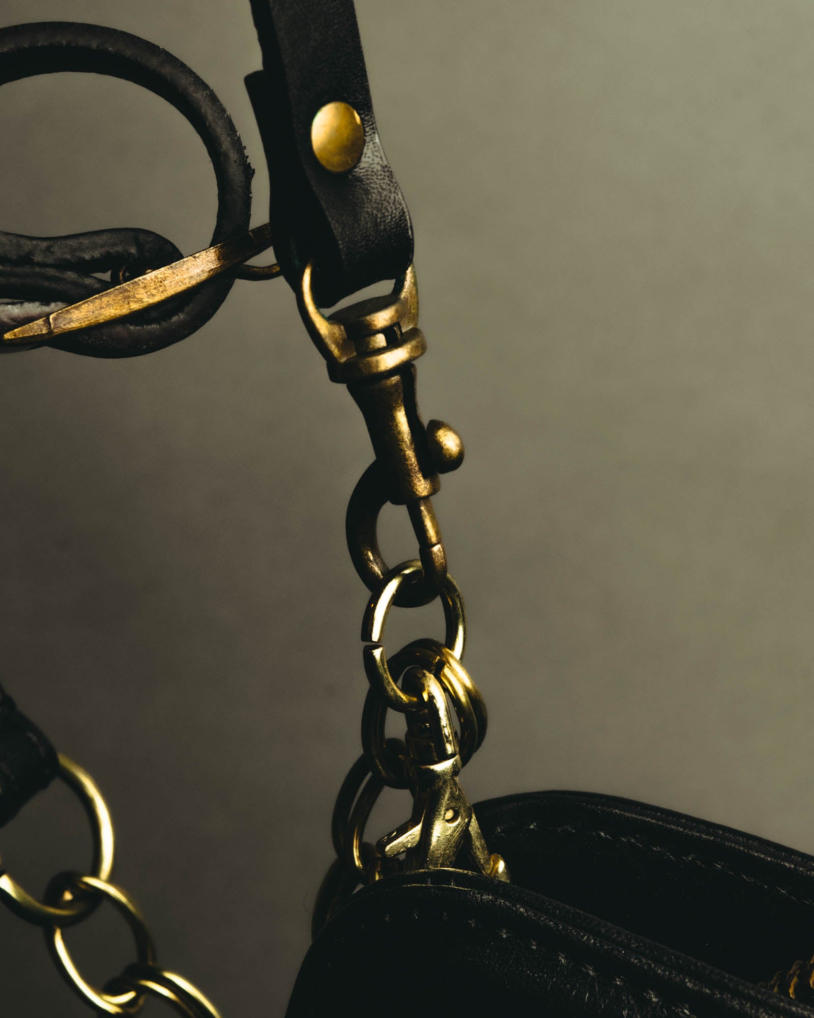 “SAN HIDEAKI MIHARA” 2000’s-2010’s black leather chain shoulder bag