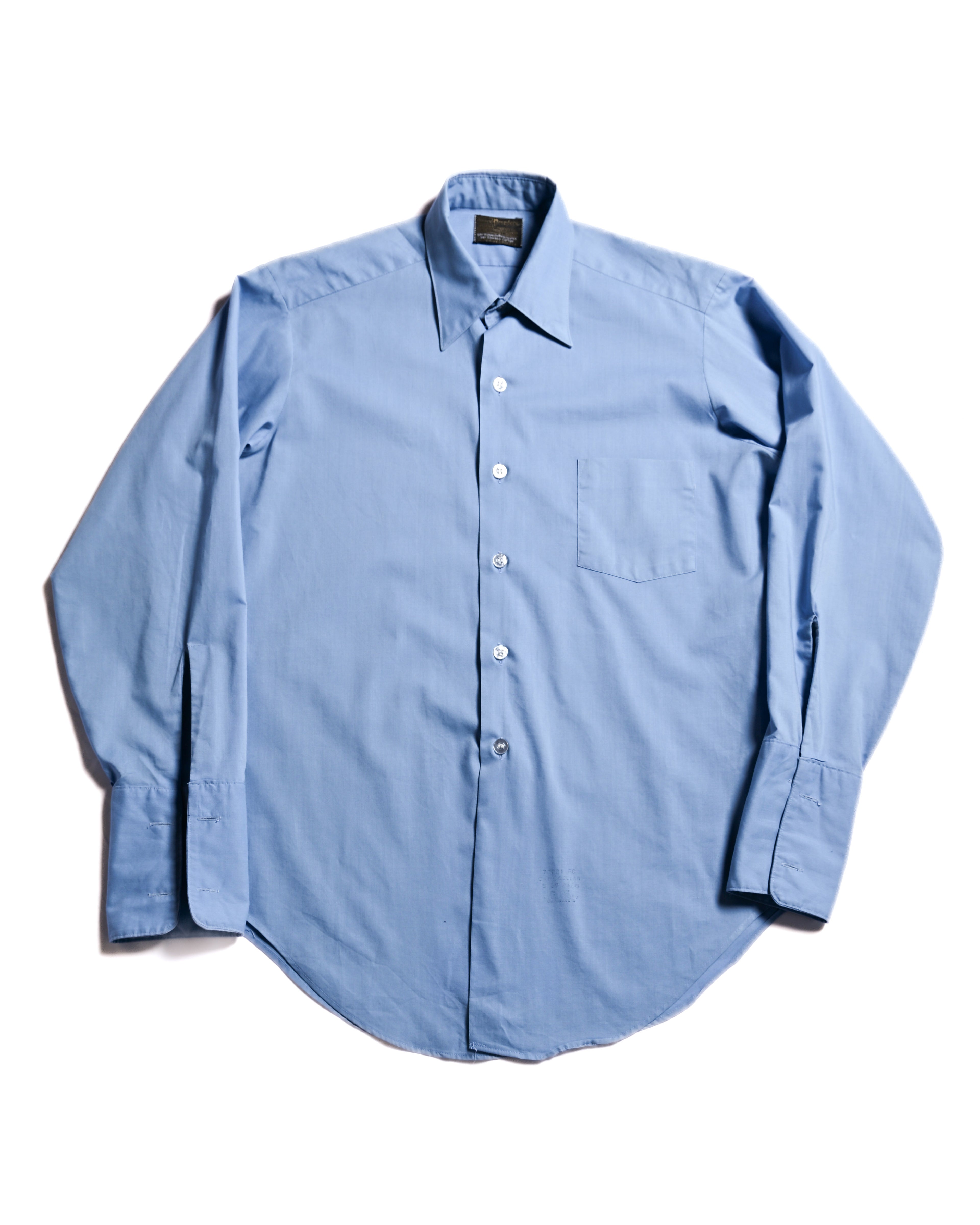 VINTAGE/ Pointed Collar French Cuff Shirt Blue