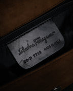 “Salvatore Ferragamo” 90’s-00’s Gancini suede shoulder bag