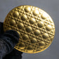 "Christian Dior" Cannage pattern engraved gold hand mirror