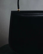 "PIERRE BALMAIN" 80’s-90’s box calf gold bar top handle bag