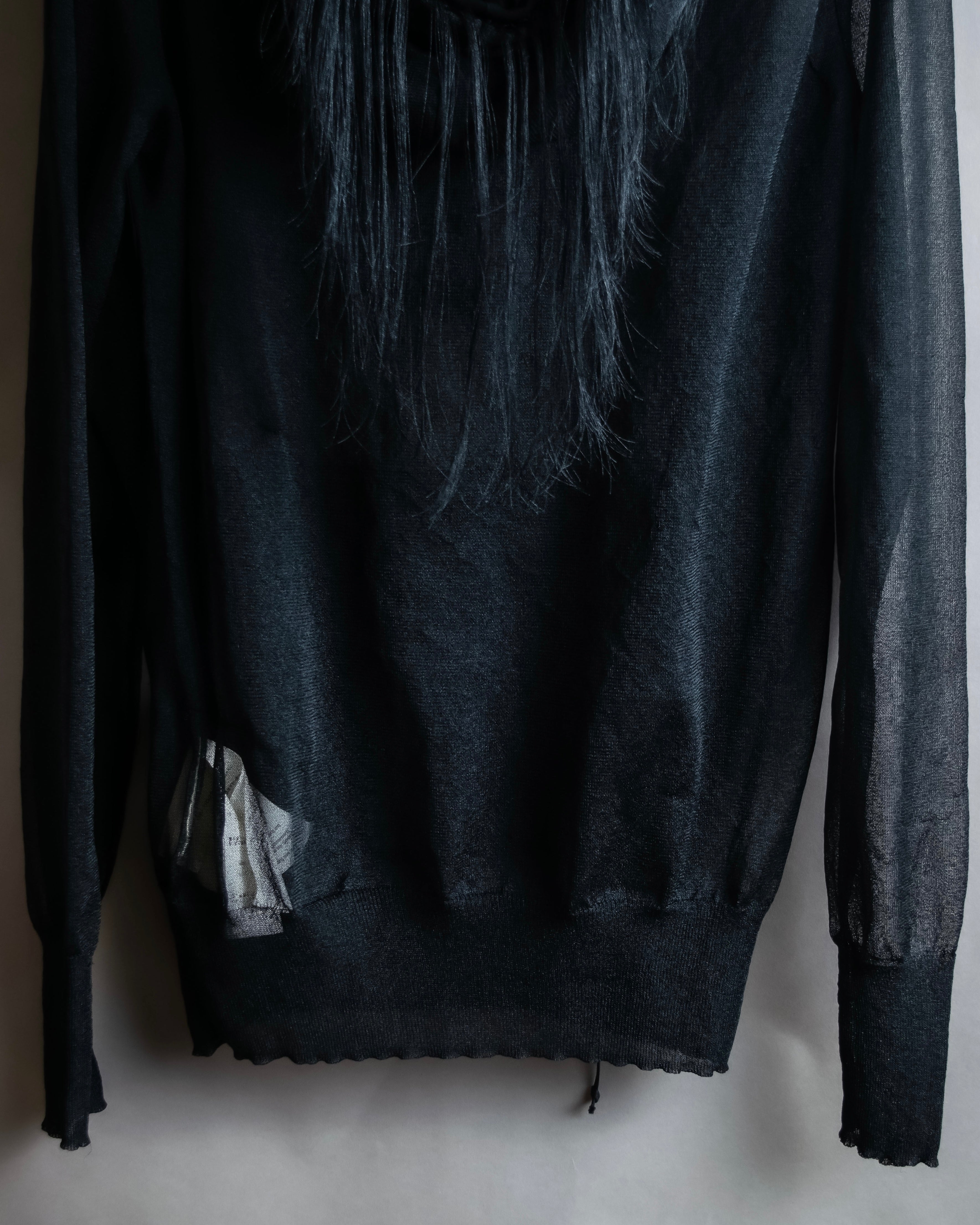 "sacai" Wig design sheer hooded pullover