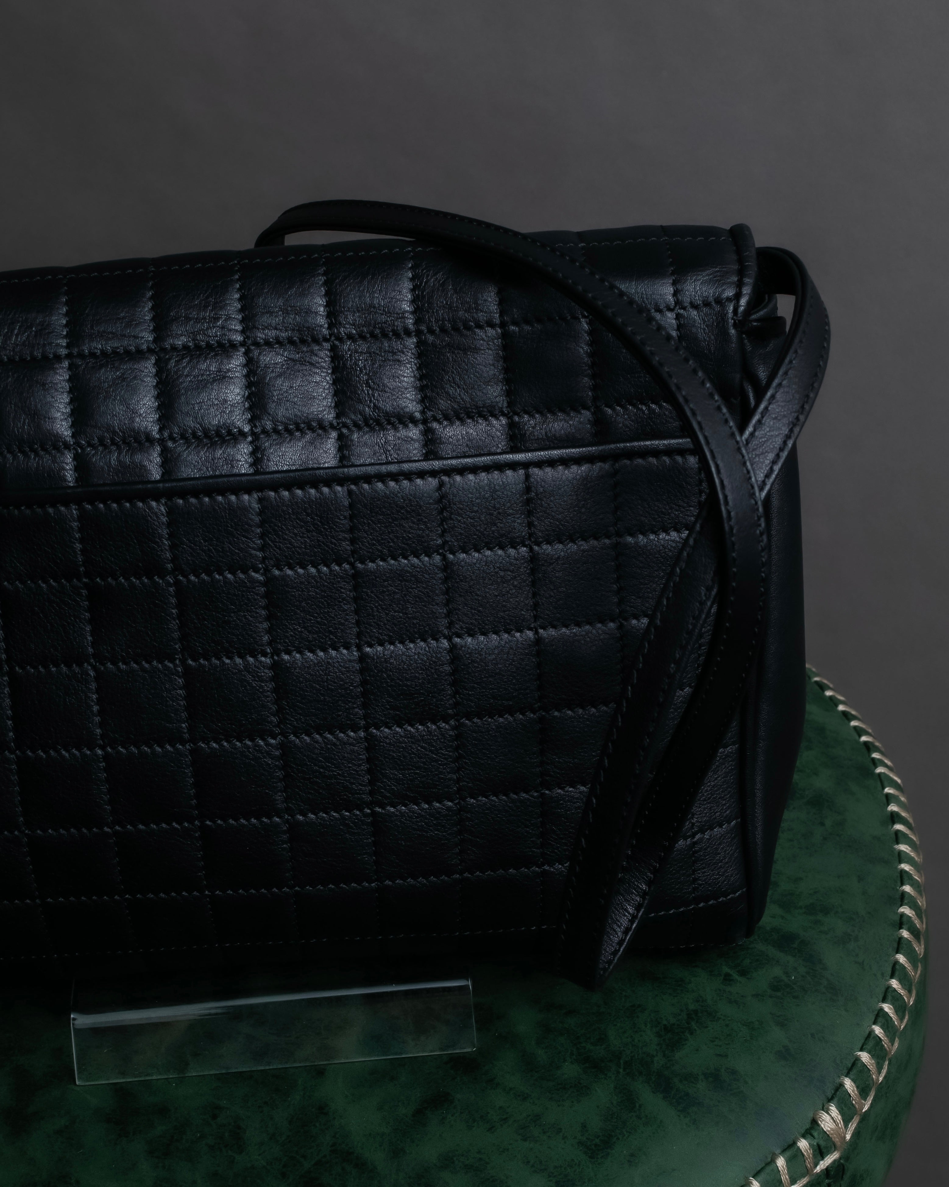 "CELINE" Triomphe logo quilted leather shoulder bag