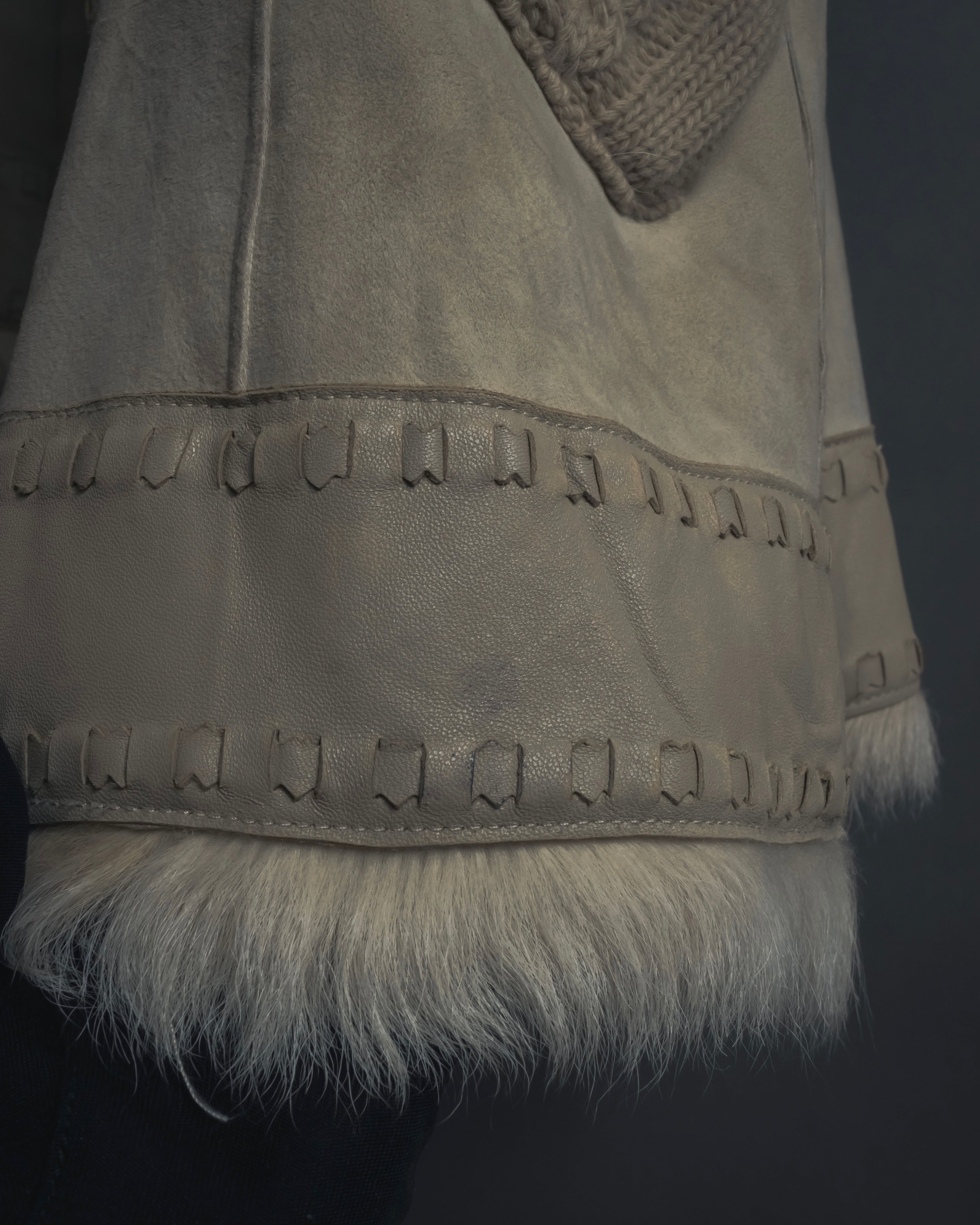 "BURBERRY BLUE LABEL" 00’s Shearling cable-knit pockets coat