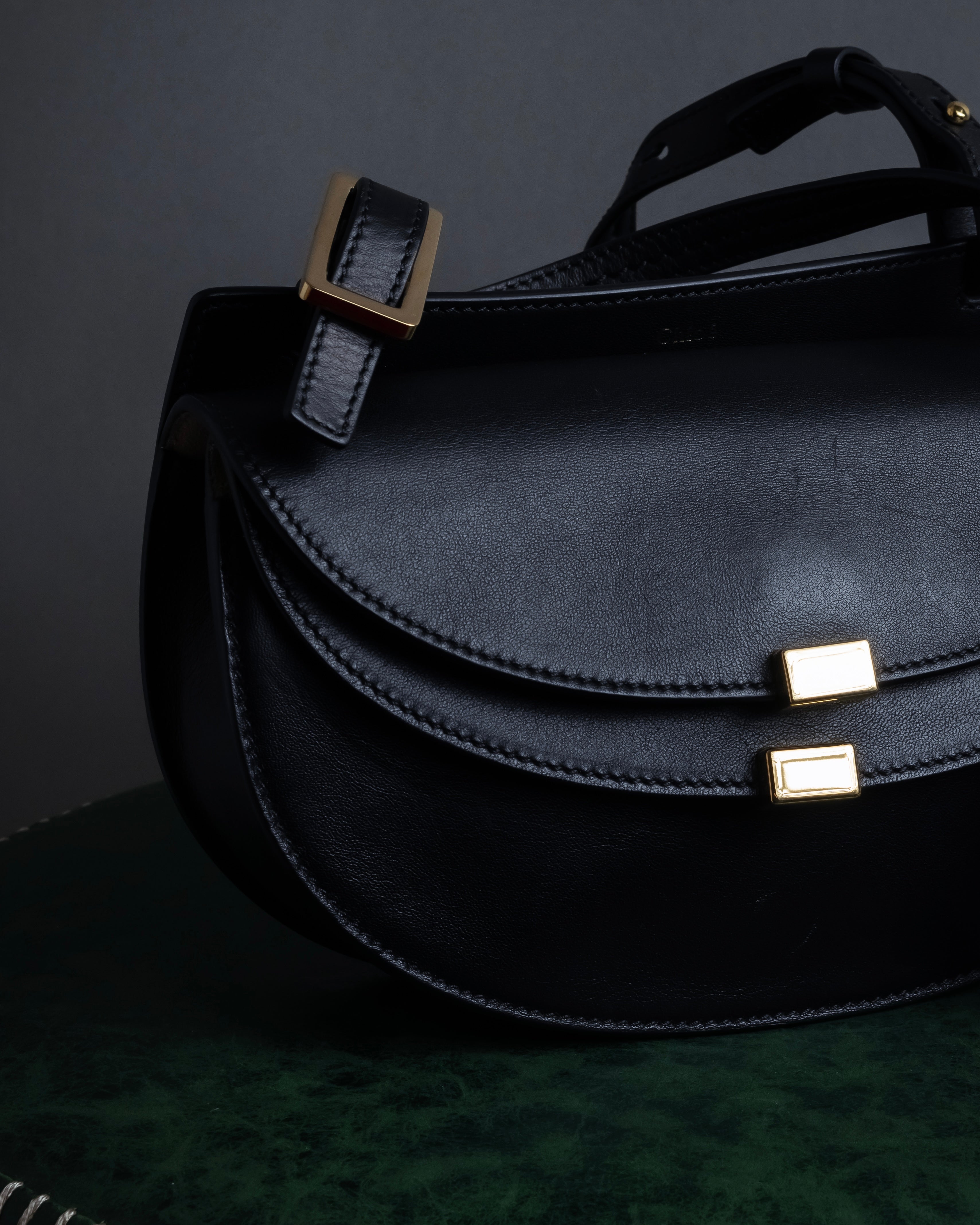 "Chloe" Georgia double flap design leather bag