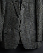 "HERMES" 90’s belvest silk wool linen peak lapel tailored jacket