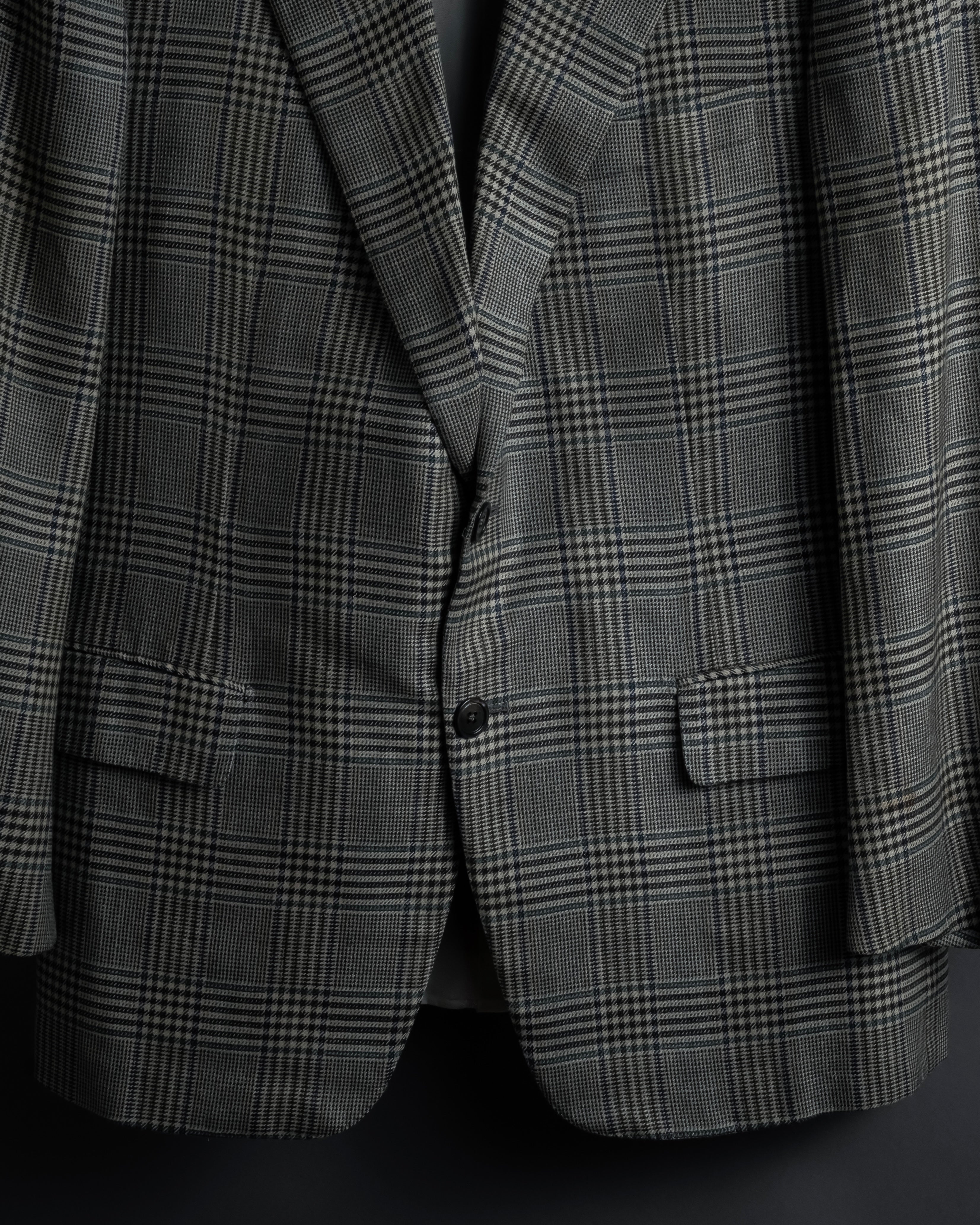 "HERMES" 90’s belvest silk wool linen peak lapel tailored jacket