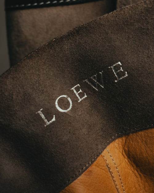 "LOEWE" Vintage contrast leather knee-high suede boots