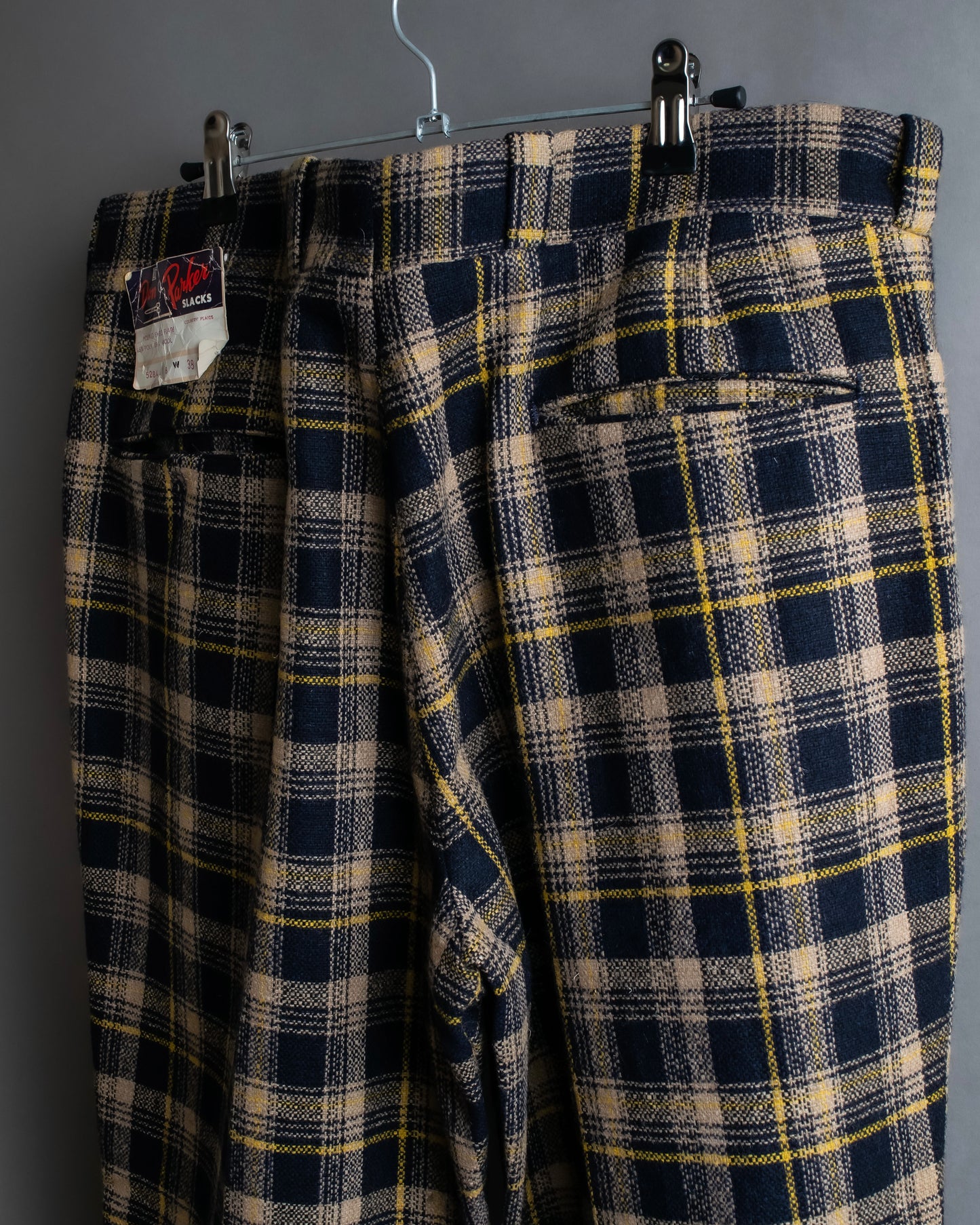 "Vintage tartan check wide tapered slacks"