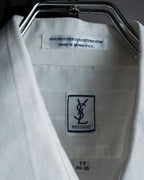 "YVES SAINT LAURENT" 1980's striped weave white shirt