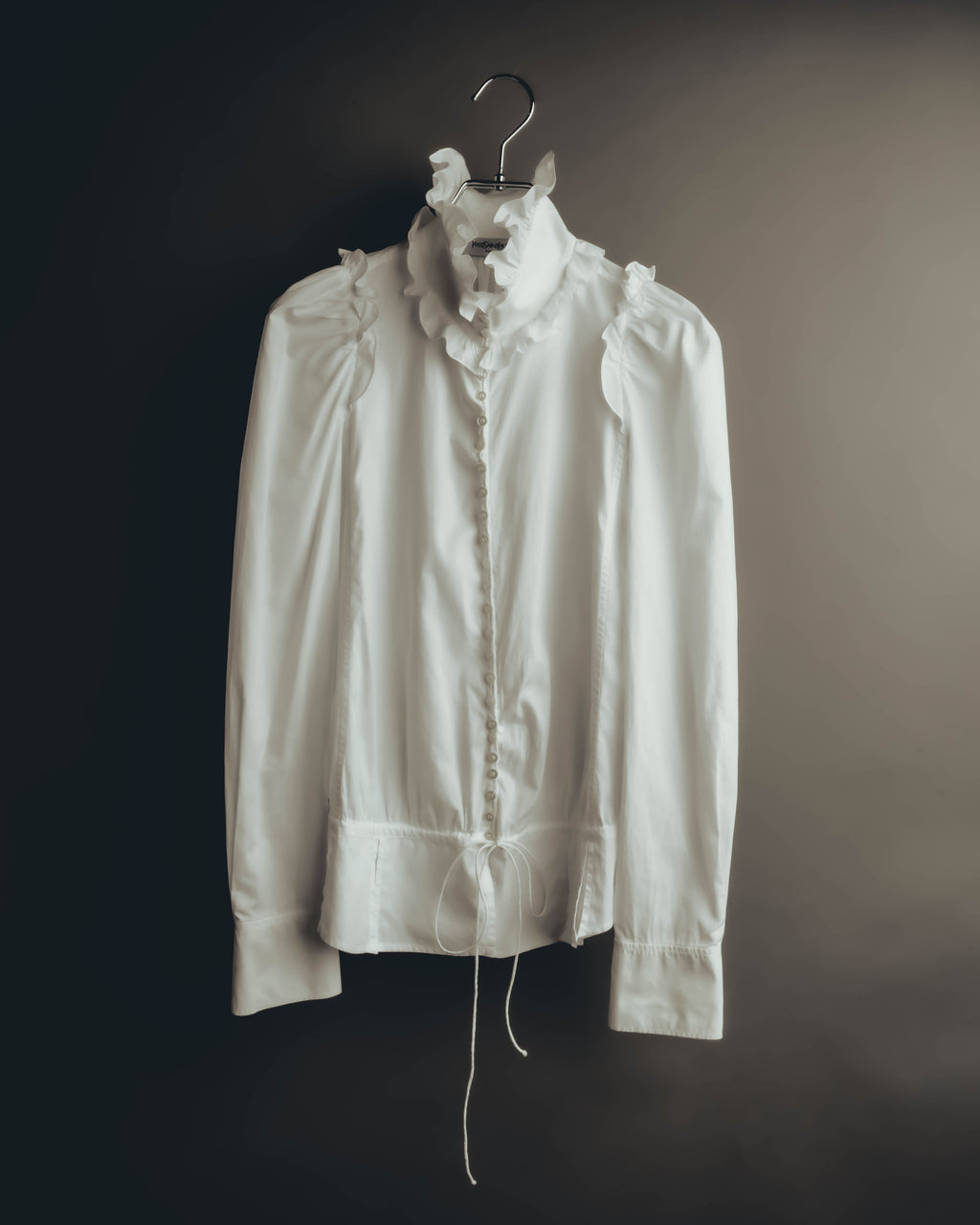 -SPECIAL- “YVES SAINT LAURENT” 70’s-90’s Ruffled high-neck blouse