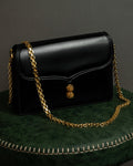 "GUCCI" Filigree vintage design chain shoulder leather bag