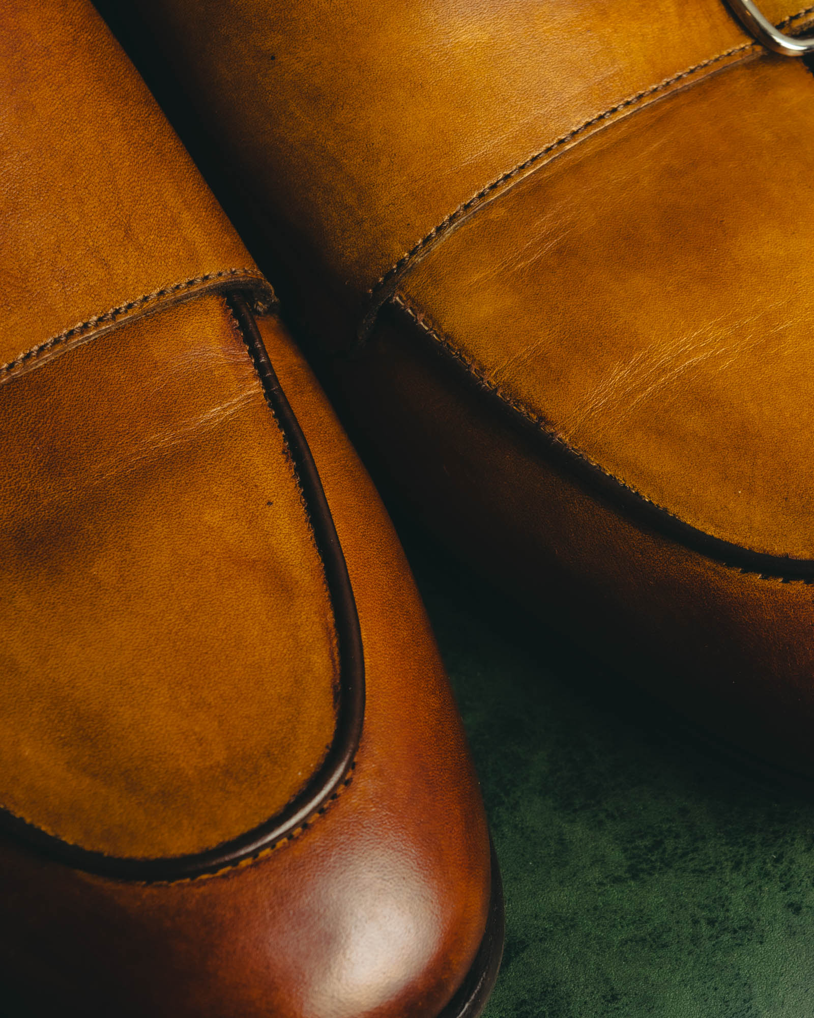 “Berwick 1707” 2010’s Patina aniline leather double monk shoes