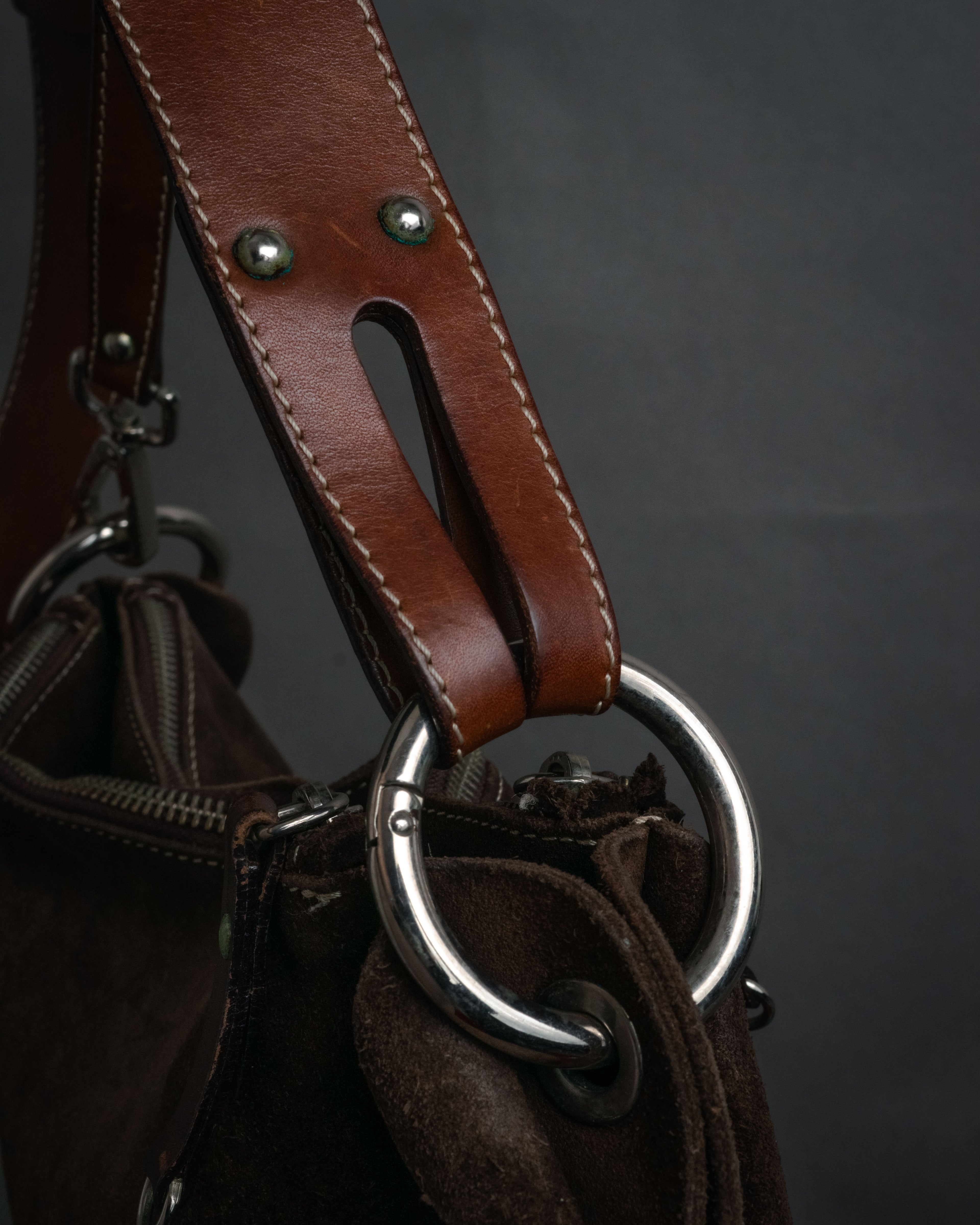 “GIANNI CHIARINI” 2010’s Suede multi compartment shoulder bag