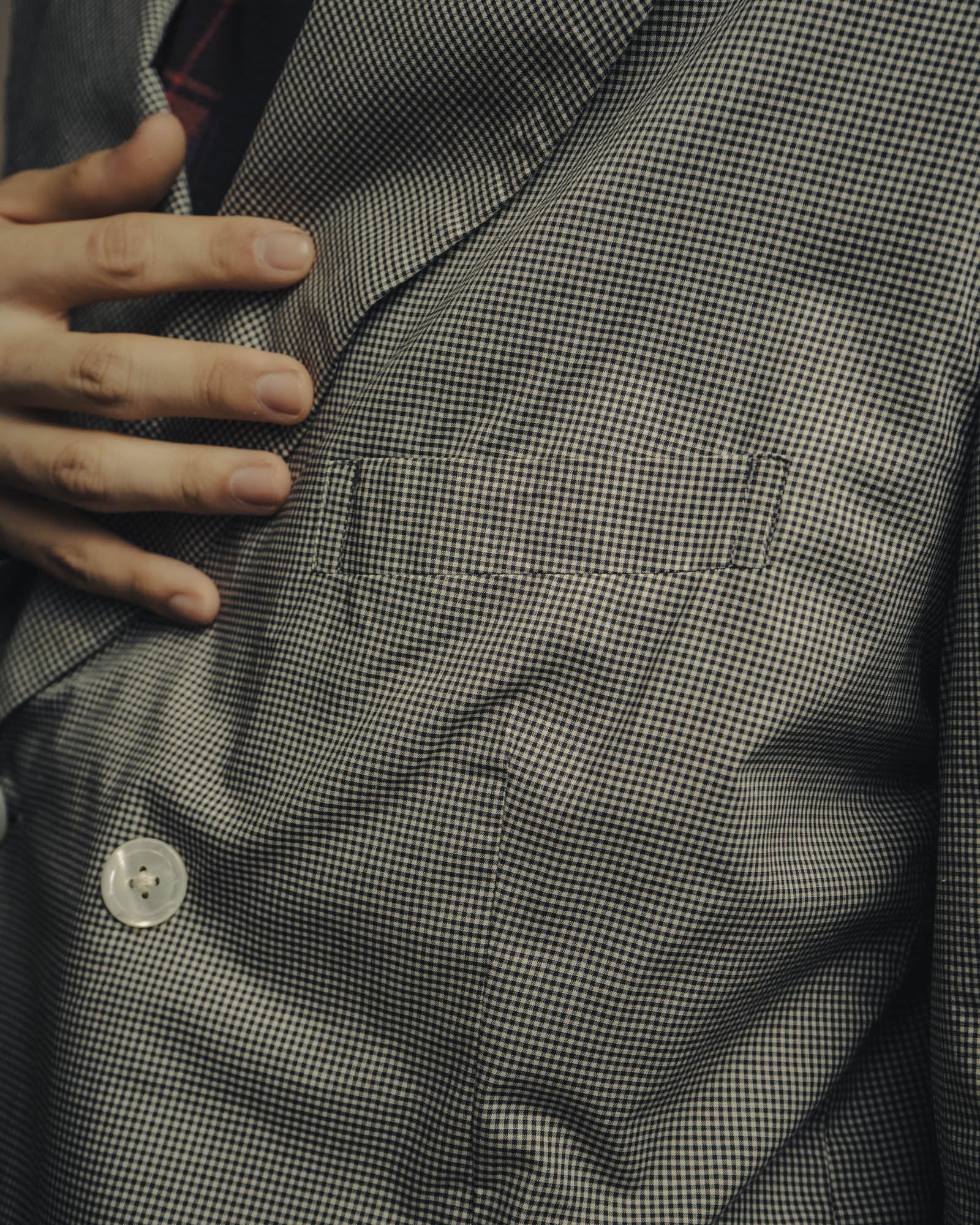 -SPECIAL- "Y's for men" 80's Double breasted houndstooth long jacket
